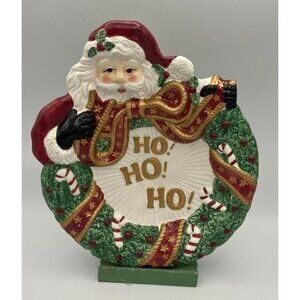 Fitz & Floyd Essentials Santa with Wreath Canape Appetizer Cookie Plate‎